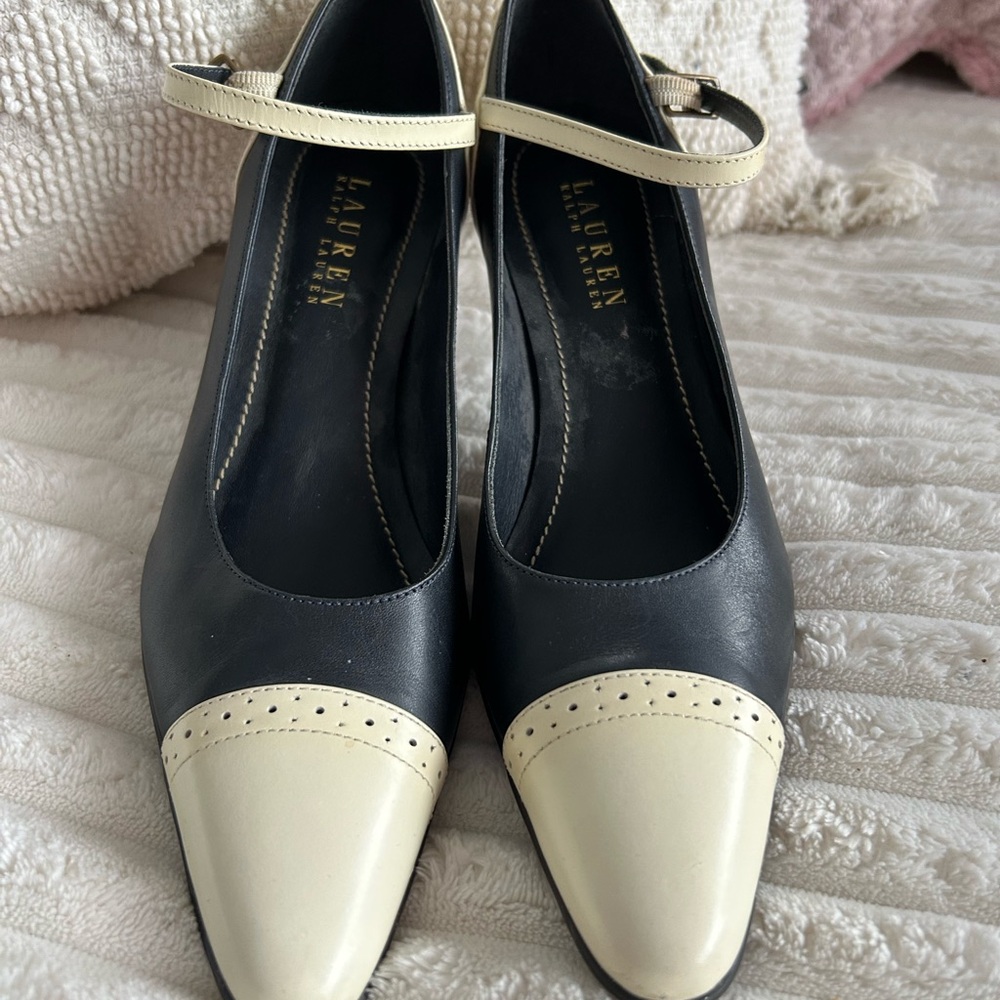LAUREN by Ralph Lauren “Belinda” Navy and Cream Spectator Heels